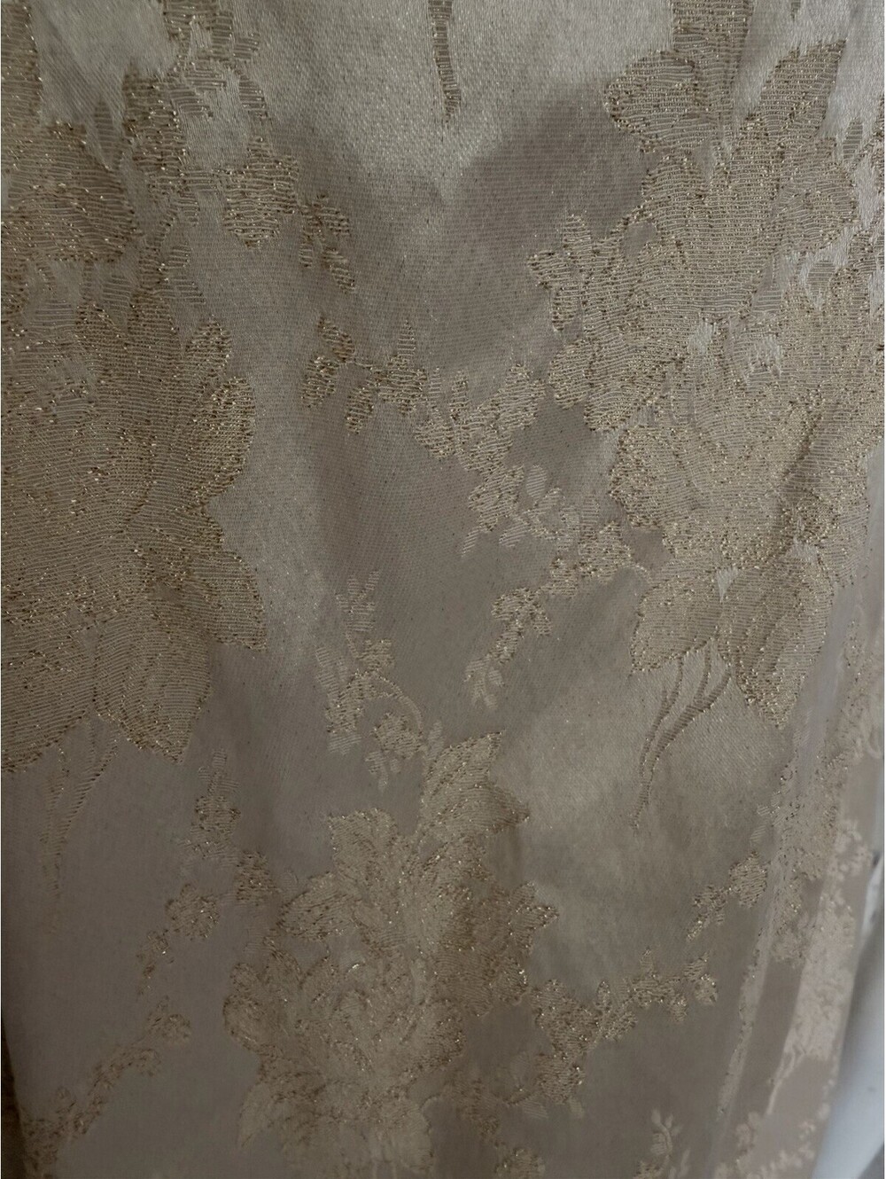 Vintage Dollar Ivory Gold Brocade Formal Dress Shawl Prom Wedding Gown Large USA - Picture 4 of 9